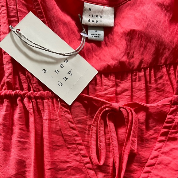 NWT | A New Day | Smocked Ruffle Bottom Tank - Mango Berry Sz S NEW! 🏷 - Picture 2 of 8